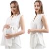 imageMaternity Blouse for Work Pregnancy Top Short Sleeve Shirt Formal Women ChiffonWhite