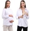 imageMaternity Button Down Shirt Long Sleeve Formal Blouse for Work Pregnant Dress TopWhite