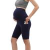 imageMaternity Shorts Pregnant OverBump Pant with Pockets Stretch for Workout YogaNavy