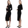 imageMaternity Sweater Dress for Fall Winter Long Sleeve Warm Dress for Work CasualVneck Black