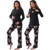 imageWomen Maternity Nursing Pajama Sets Pregnant Lounge SleepwearBlack on Black Floral