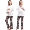 imageWomen Maternity Nursing Pajama Sets Pregnant Lounge SleepwearGrey Floral