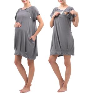 imageLabor and Delivery Gown for Hospital With Pockets Open Back Nursing Pajamas for Women Breastfeeding Maternity NightgownGray