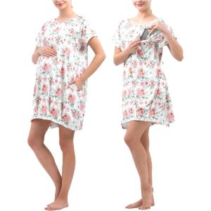 imageLabor and Delivery Gown for Hospital With Pockets Open Back Nursing Pajamas for Women Breastfeeding Maternity NightgownPink Floral
