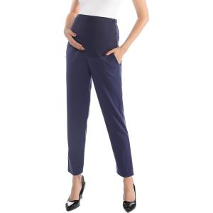 imageMaternity Pants Work Over The Belly with Pockets Womens Pregnancy Dress Pants Office Clothes Trousers Stretch SummerNavy