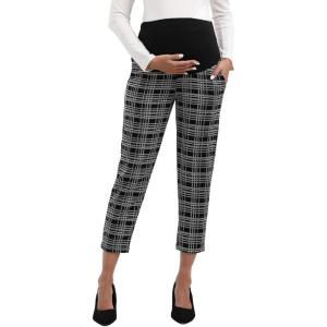 imageMaternity Pants Work Over The Belly with Pockets Womens Pregnancy Dress Pants Office Clothes Trousers Stretch SummerPlaid