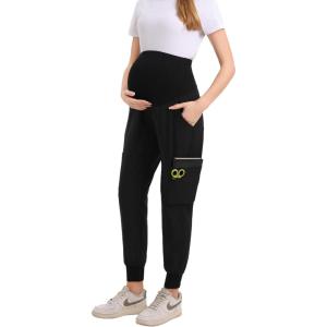 imageMaternity Scrub Jogger Pants for Women Pregnant Doctor Uniform Pant Nurse Scrub w 6 PocketsBlack
