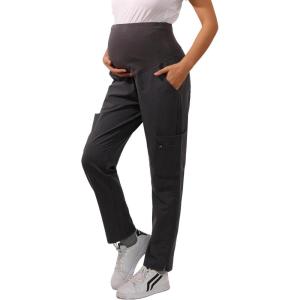 imageMaternity Scrub Jogger Pants for Women Pregnant Doctor Uniform Pant Nurse Scrub w 6 PocketsGrey Open Bottom