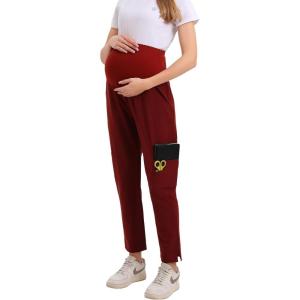 imageMaternity Scrub Jogger Pants for Women Pregnant Doctor Uniform Pant Nurse Scrub w 6 PocketsRed Open Bottom