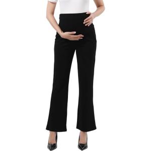 imageMaternity Trouser Style Pants Comfortable Stretch OverBump Women Pregnancy Casual Capris for WorkTrouser Style  Black