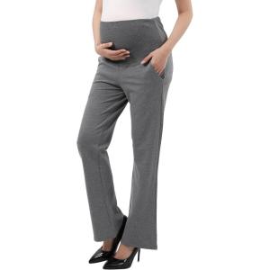 imageMaternity Trouser Style Pants Comfortable Stretch OverBump Women Pregnancy Casual Capris for WorkTrouser Style  Gray