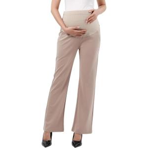 imageMaternity Trouser Style Pants Comfortable Stretch OverBump Women Pregnancy Casual Capris for WorkTrouser Style  Khaki