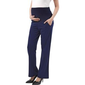 imageMaternity Trouser Style Pants Comfortable Stretch OverBump Women Pregnancy Casual Capris for WorkTrouser Style  Navy