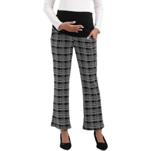 imageMaternity Trouser Style Pants Comfortable Stretch OverBump Women Pregnancy Casual Capris for WorkTrouser Style  Plaid