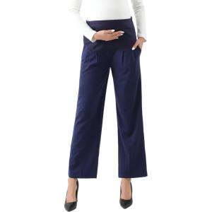 imageMaternity Wide Leg Pants Comfortable Stretch OverBump Women Pregnancy Casual Capris for WorkWide Leg  Navy