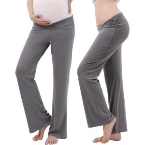 imageWomen Maternity Pajama Pant Stretchy Comfy Wide Soft Palazzo Elastic Pregnancy Lounge Casual PJsGray