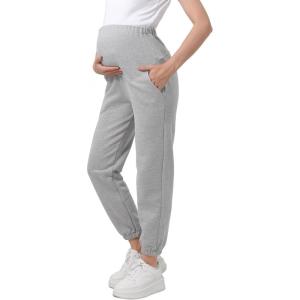 imageWomens Maternity Joggers Pregnant Sweatpants Pants Casual Lounge Over Belly GymGray