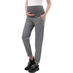 imageWomens Maternity Joggers Pregnant Sweatpants Pants Casual Lounge Over Belly GymGrey