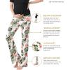 imageAlina Mae Maternity Women Pajama Pant Stretchy Comfy Wide Soft Palazzo Elastic Pregnancy Lounge Casual PJsWhite Green Leaf