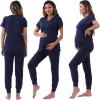 imageMaternity Scrubs Set for Women Nursing Scrub Top Pregnant Jogger Pants PocketsNavy