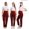 imageMaternity Women Scrub Jogger Pants for Pregnant Doctor Uniform Pant Nurse ScrubRed Open Bottom