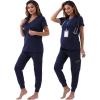 imageMaternity Scrubs Set for Women Nursing Scrub Top Pregnant Jogger Pants PocketsNavy