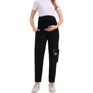 imageMaternity Scrub Pants for WomenBlack Open Bottom