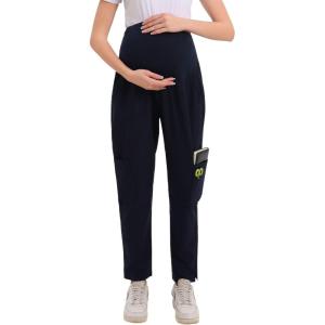 imageMaternity Women Scrub Jogger Pants for Pregnant Doctor Uniform Pant Nurse ScrubNavy Open Bottom