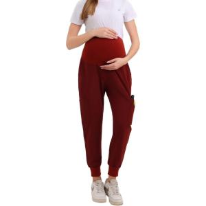 imageMaternity Women Scrub Jogger Pants for Pregnant Doctor Uniform Pant Nurse ScrubRed Jogger
